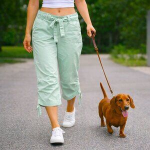 UNIONBAY Womens Cargo Capri Pants 5 Mint Green Draw String 100% Cotton